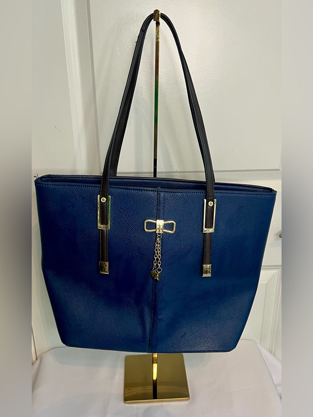 Porto Vino Navy Blue Wine Tote Bag with Gold Accents